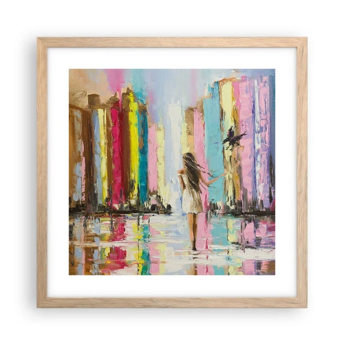Plagát v ráme zo svetlého duba - Poď so mnou - 40x40 cm