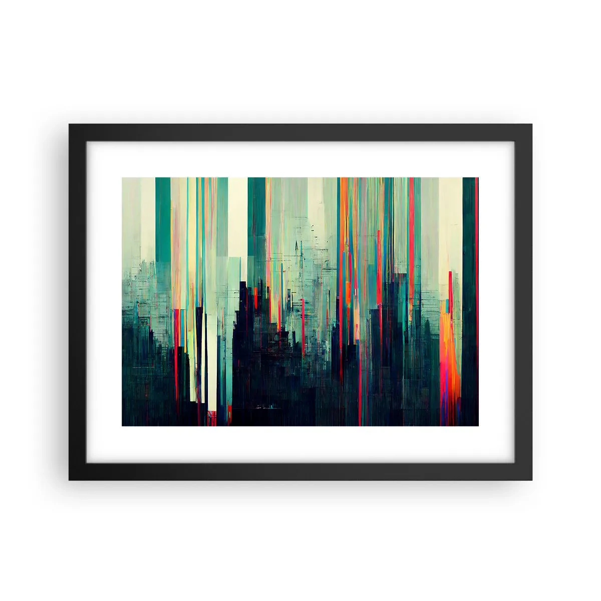 Plagát v čiernom ráme - Futuristické mesto - 40x30 cm