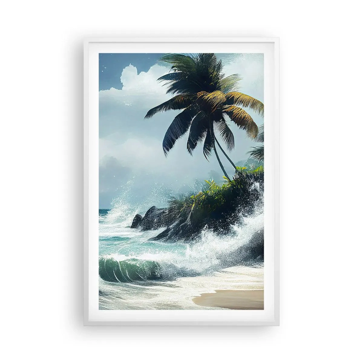 Plagát v bielom ráme - Na tropickom pobreží - 61x91 cm