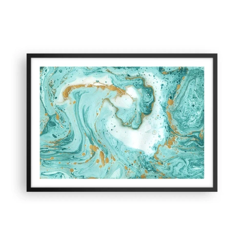 Plagát v čiernom ráme - Pod veľkou vlnou z epochy Edo - 70x50 cm