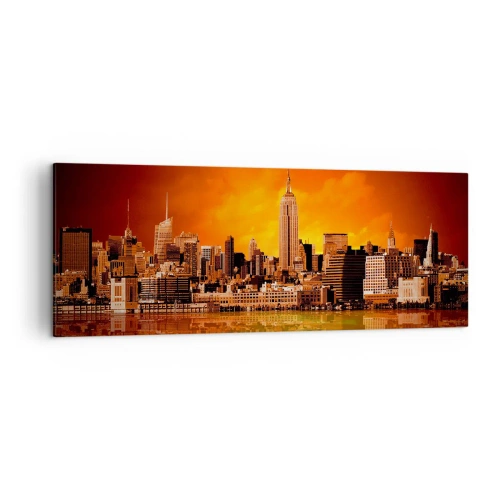 Obraz na plátne - Panoráma veľkomesta v žltej a hnedej - 140x50 cm