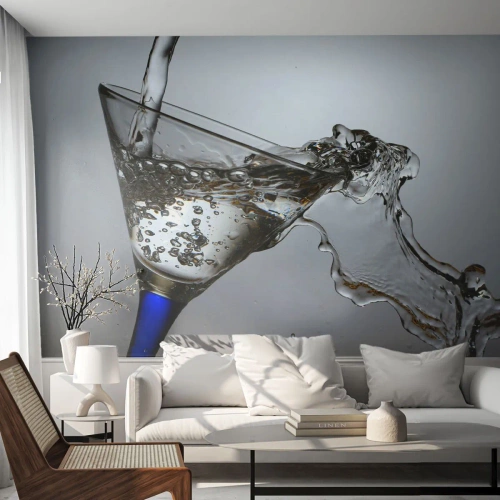 Fototapeta Premium Sand - Krištáľová voda v krištáľovom skle - sklo, Koktail, Gastronómia - 300x210 cm