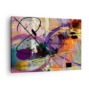 Obraz na plátne - Farebný abstraktný vzor s dynamickými líniami a tvarmi. - 70x50cm - Možno priamo alebo okolo - Moderná nástenná dekorácia do obývacej izby a spálne ARTTOR