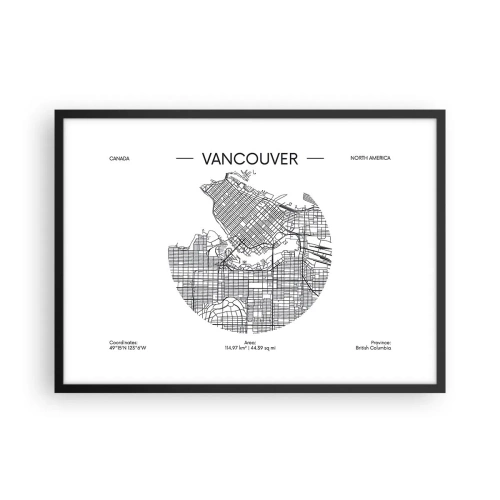 Plagát v čiernom ráme - Anatómia Vancouveru - 70x50 cm