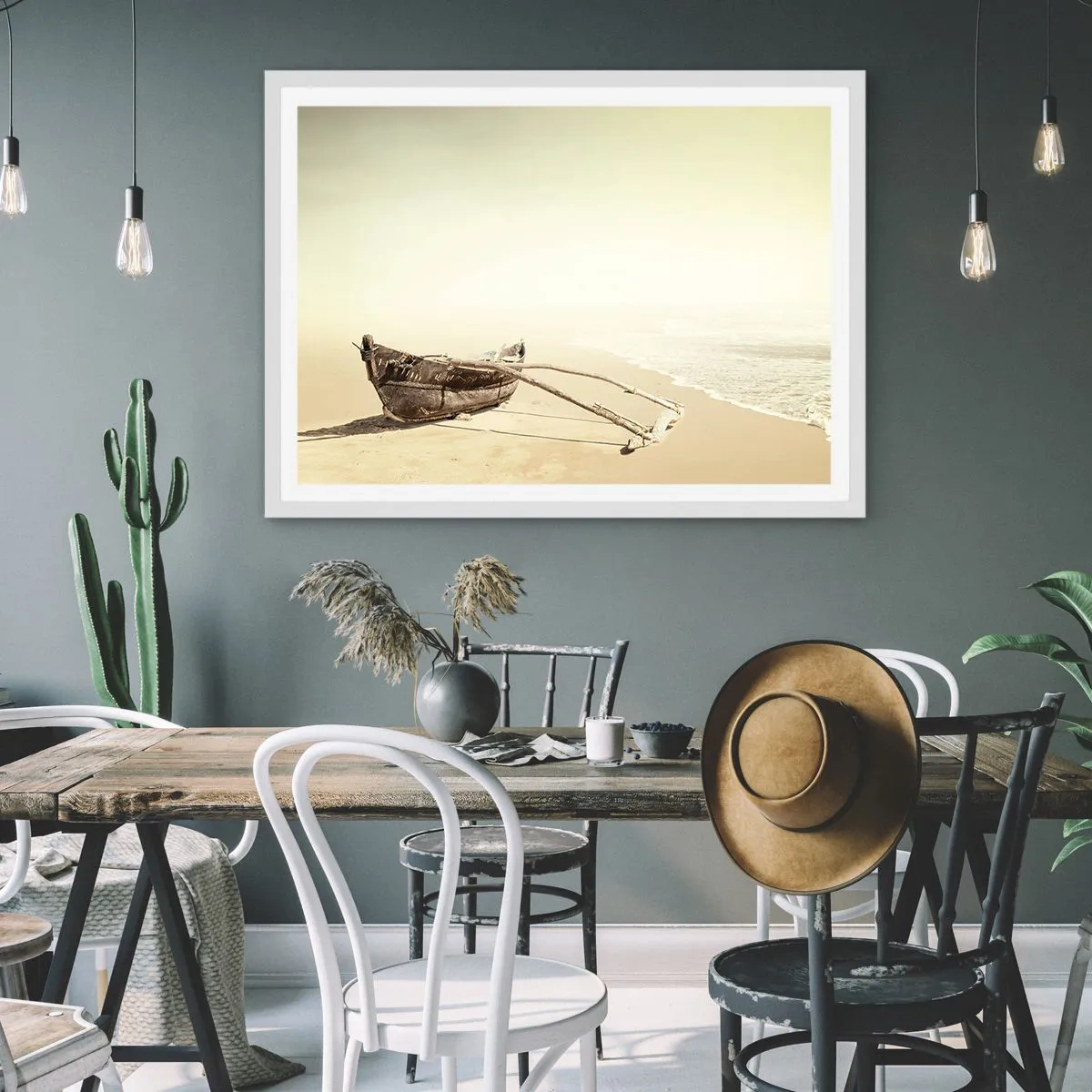 Plagát v bielom ráme - Spomienka na južné more - 70x50 cm