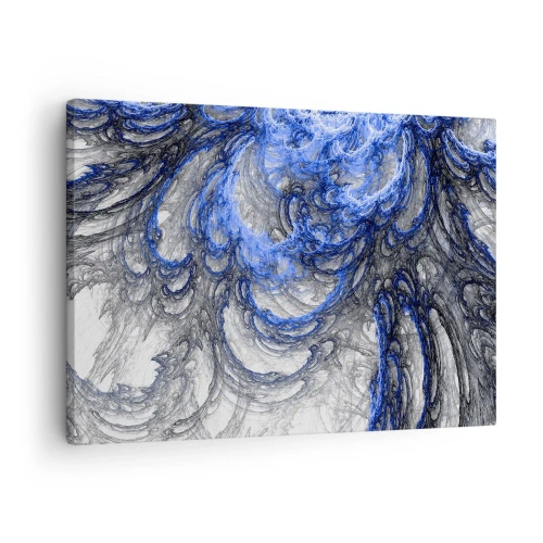 Obraz na plátne - Abstraktné vlny v odtieňoch modrej a sivej - 70x50cm - Zrod vlny - Moderná nástenná dekorácia do obývacej izby a spálne ARTTOR