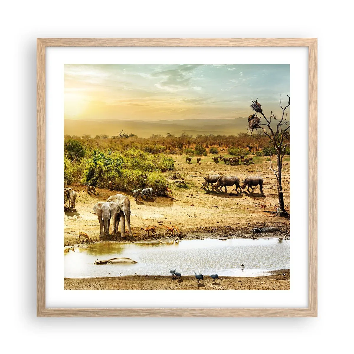 Plagát v ráme zo svetlého duba - „Z raja opäť pramenila rieka…“ - 50x50 cm