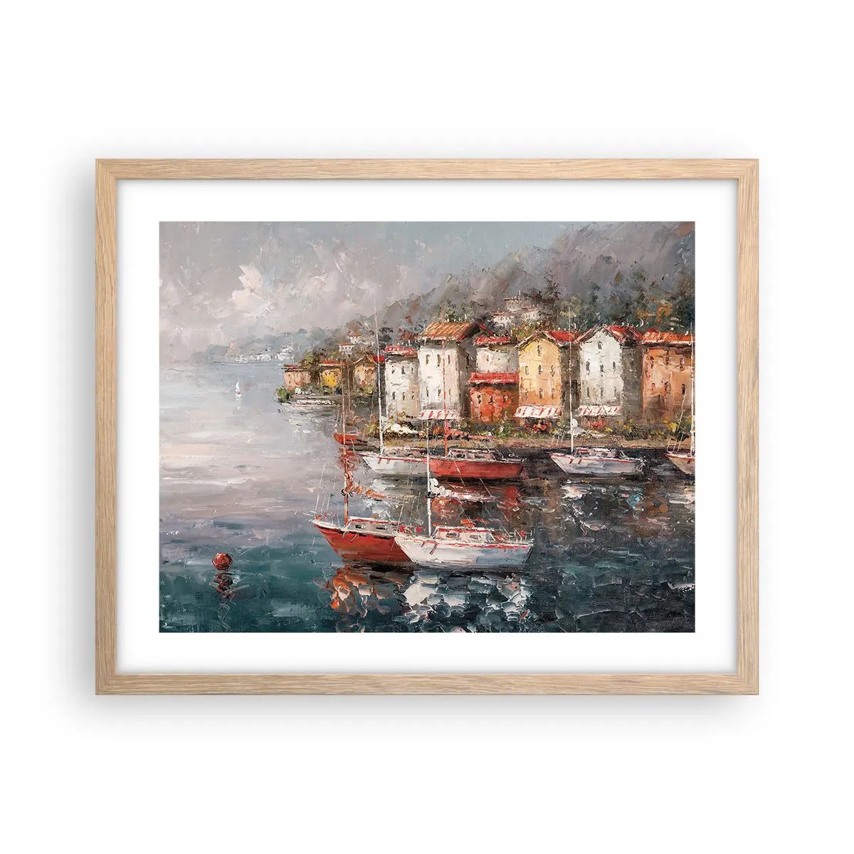 Plagát v ráme zo svetlého duba - Romantický prístav - 50x40 cm