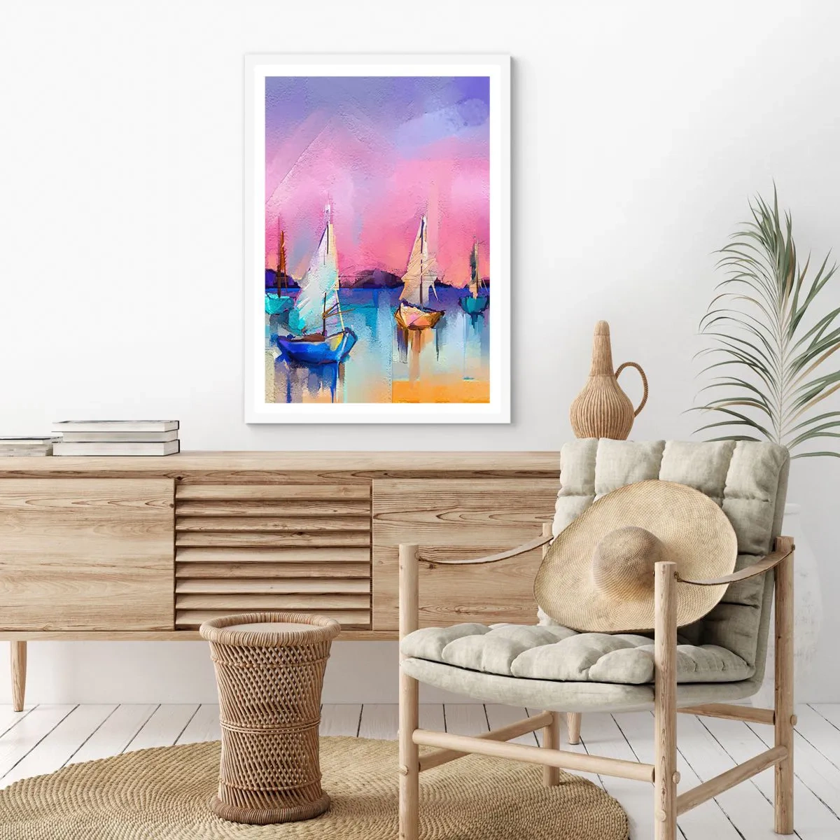 Plagát v bielom ráme - Smer: široká voda - 70x100 cm