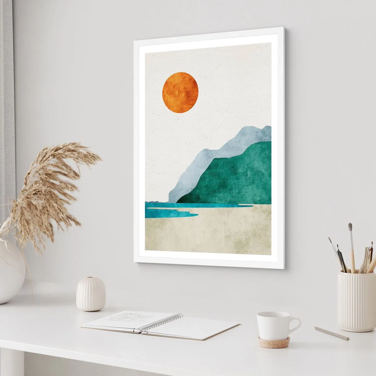 Plagát v bielom ráme - Jednoducho ideálna krajina - 61x91 cm