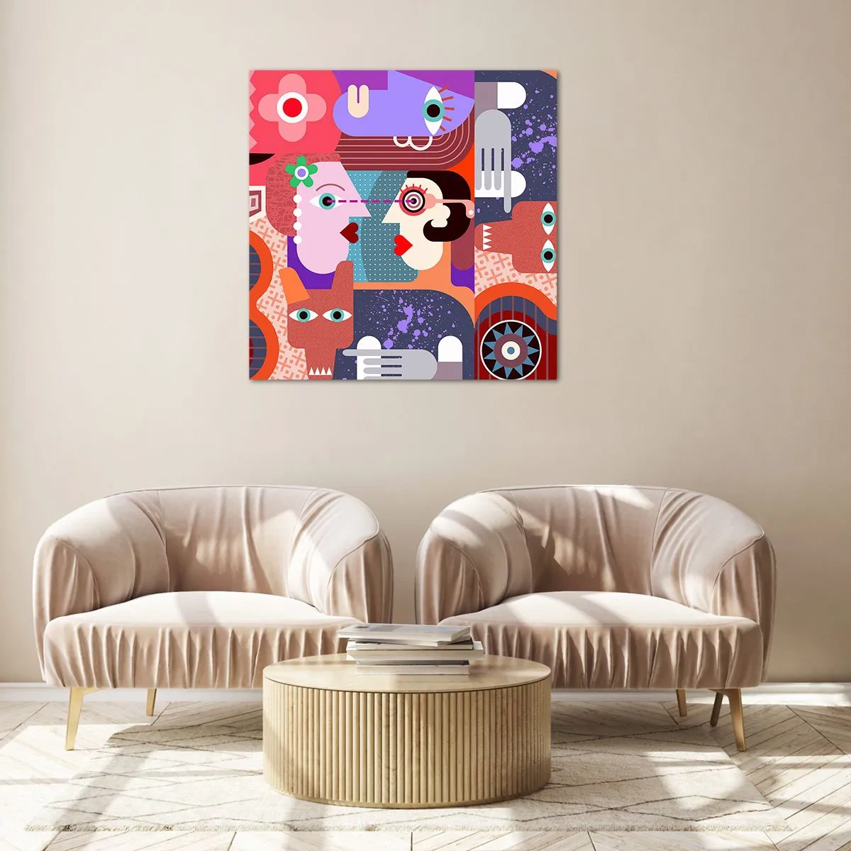 Obraz na skle - Tvárou v tvár - 60x60 cm