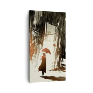 Obraz na plátne - Poézia červeného dáždnika - 45x80 cm