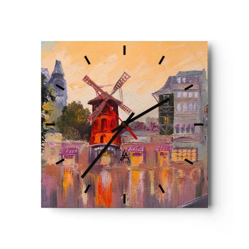 Nástenné hodiny - Parížske ikony – Moulin Rouge - 30x30 cm