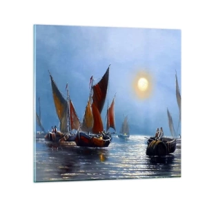Obraz na skle - Nočný rybolov - 30x30 cm