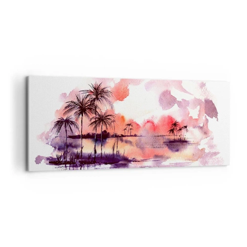 Obraz na plátne - Pokoj trópov v červenej - 100x40 cm