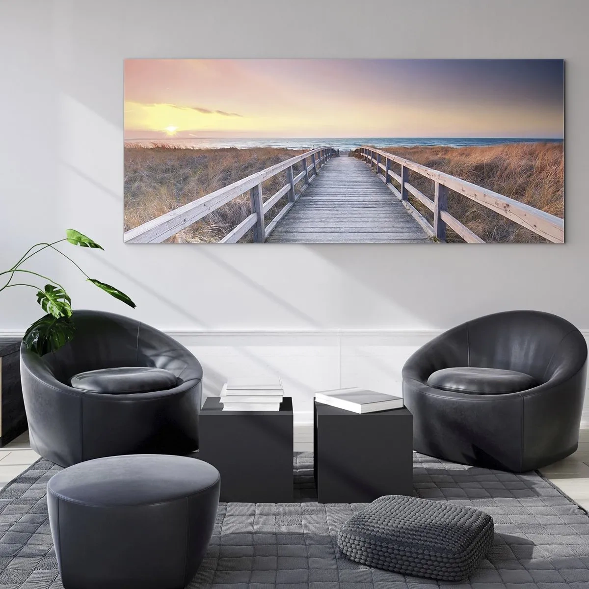 Obraz na skle - Baltská večerná polárna žiara - 100x40 cm