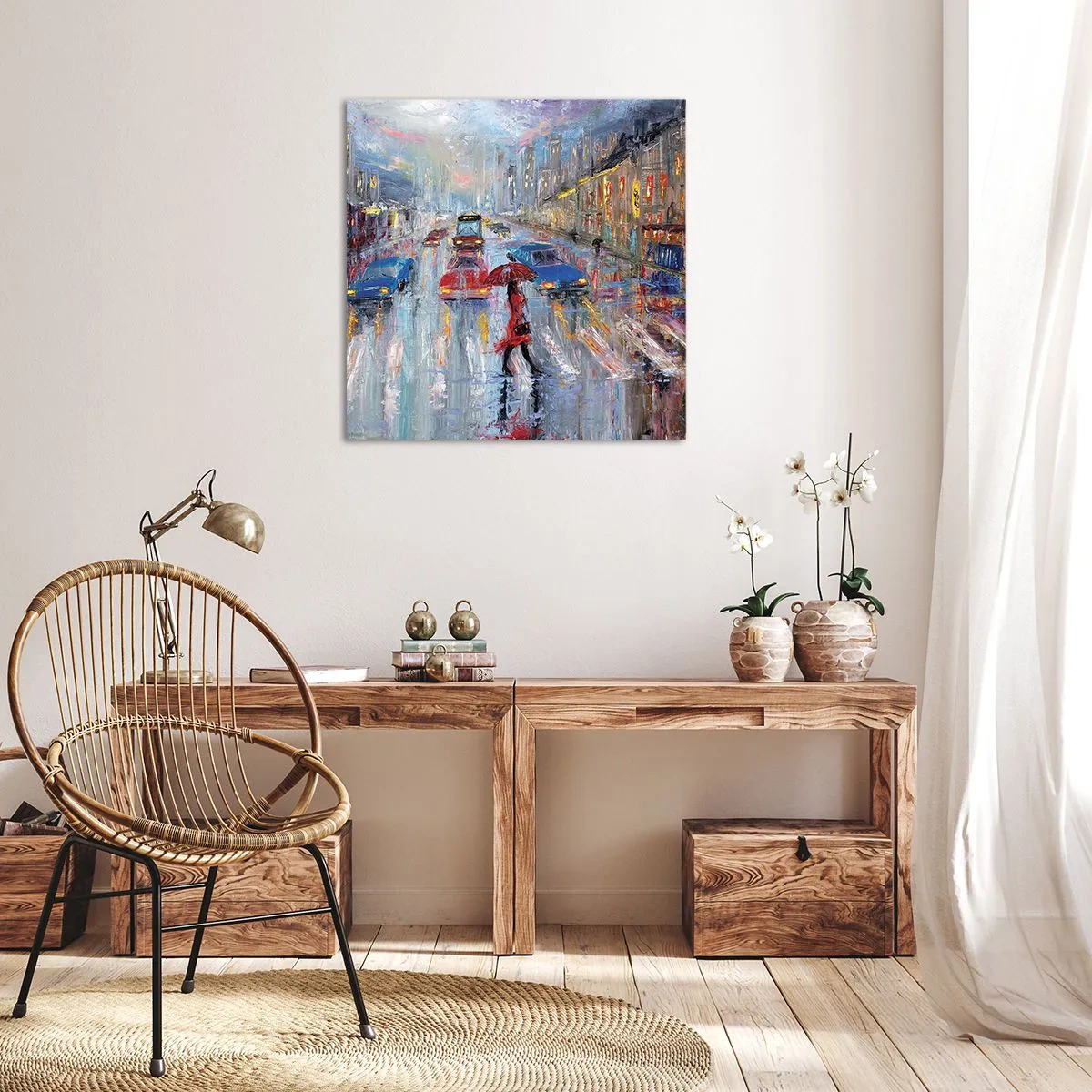 Obraz na plátne - Daždivé popoludnie v meste - 50x50 cm