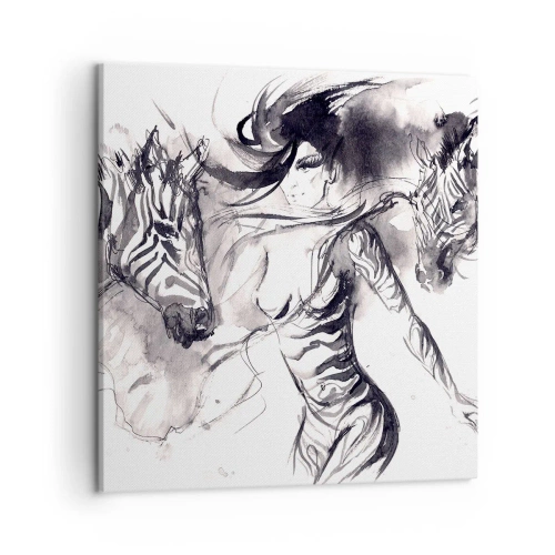 Obraz na plátne - Tancujúca so zebrami - 50x50 cm