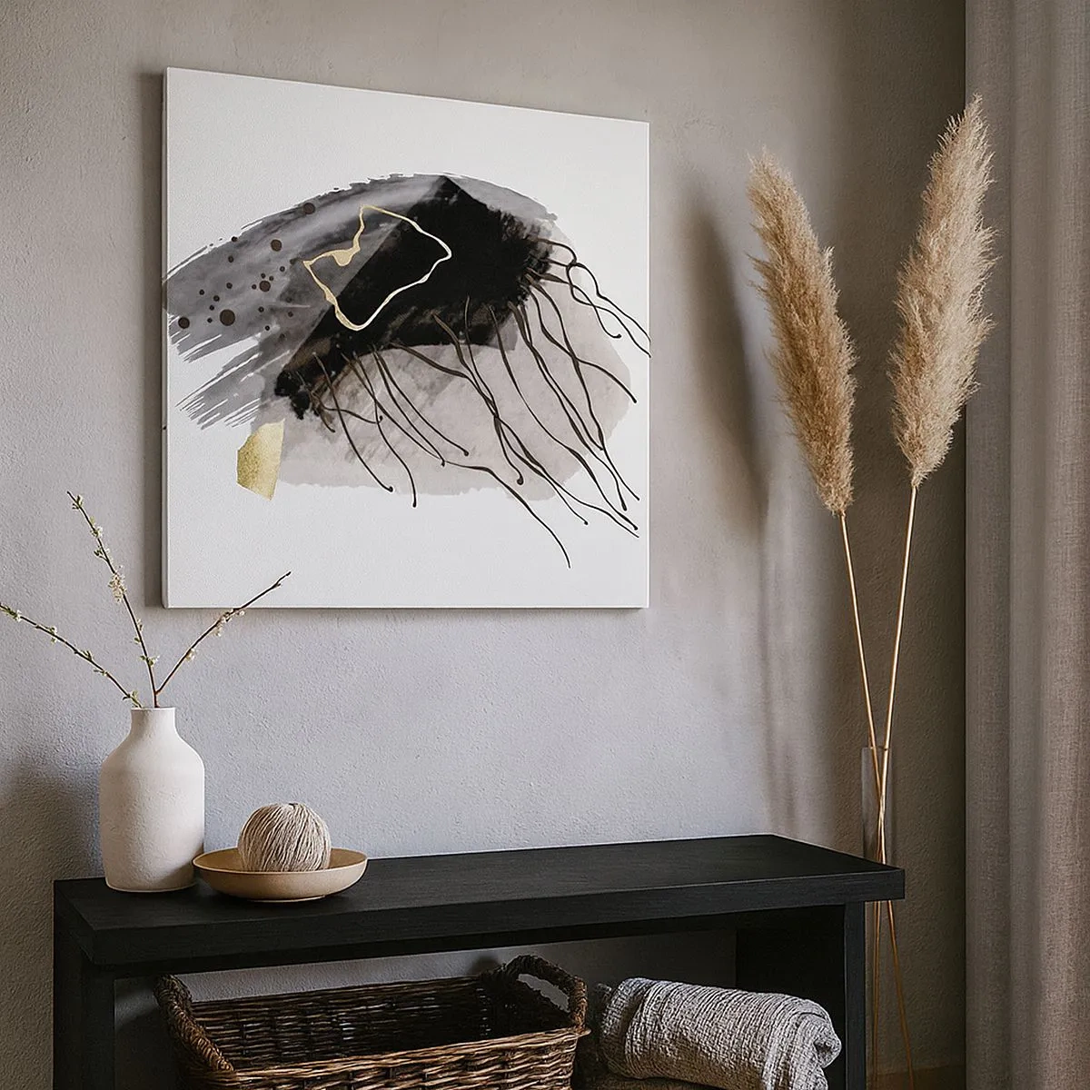 Obraz na plátne - V čiernej a zlatej - 30x30 cm