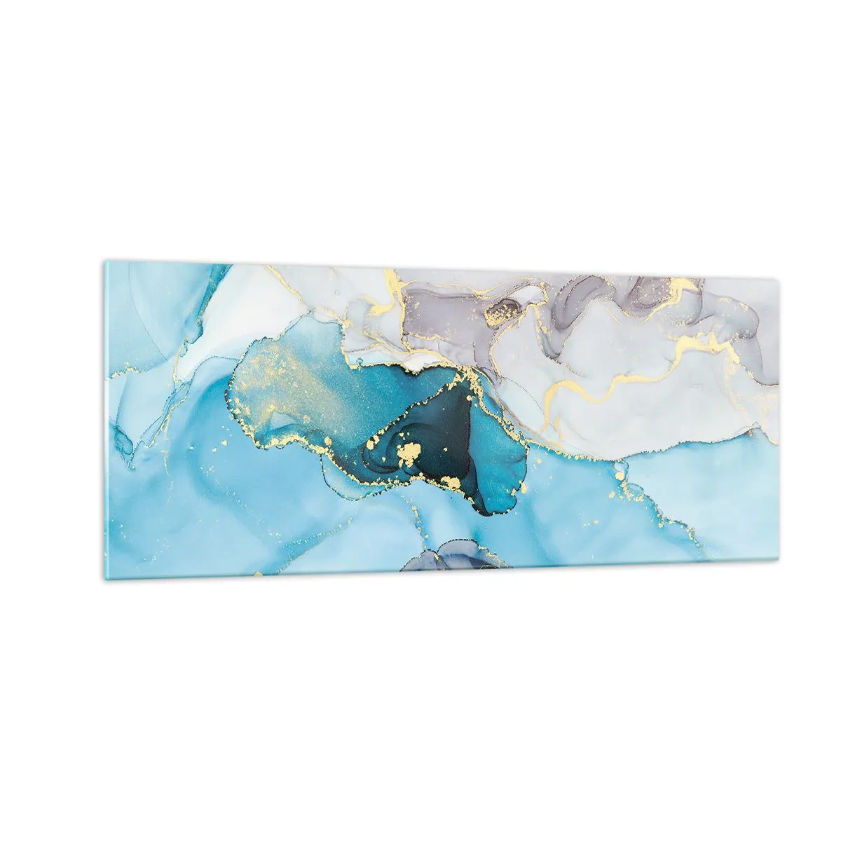 Obraz na skle - Štúdia o stretnutí šedej a tyrkysovej - 100x40 cm