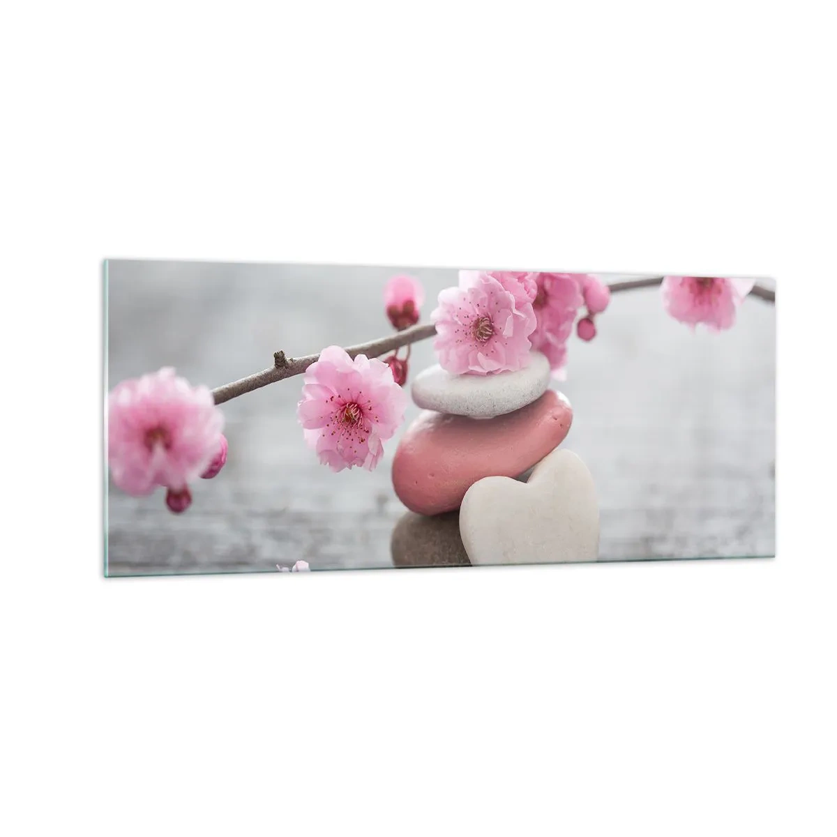 Obraz na skle - Blaženosť s višňovým kvetom - 100x40 cm