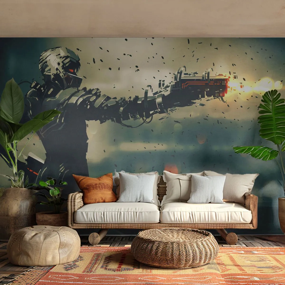 Fototapeta Premium Canvas - Vražedná zbraň - tvoj vlastný terminátor - Abstrakcia, Fantázia, Budúci bojovník - 300x210 cm