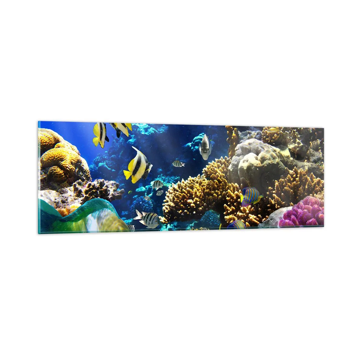 Obraz na skle - Veľká prevádzka na prázdninovom chodníku - 90x30 cm