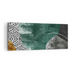 Obraz na plátne - Farebná abstrakcia so zlatou vločkou - 100x40 cm