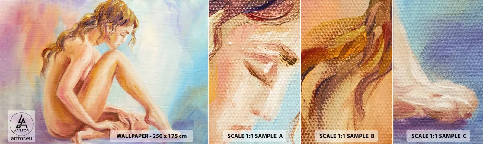 Vzorka samolepiacej fototapety Deluxe Sticker - Akt mladosti - Žena, Telo, Model - 100x30 cm