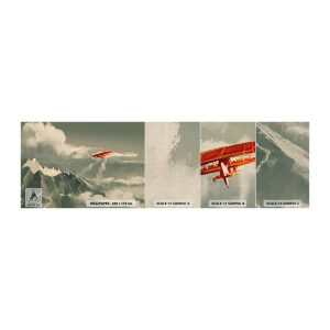 Vzorka fototapety Premium Canvas - Nebojácny priekopník - Abstrakcia, Lietadlo, Horská krajina - 100x30 cm