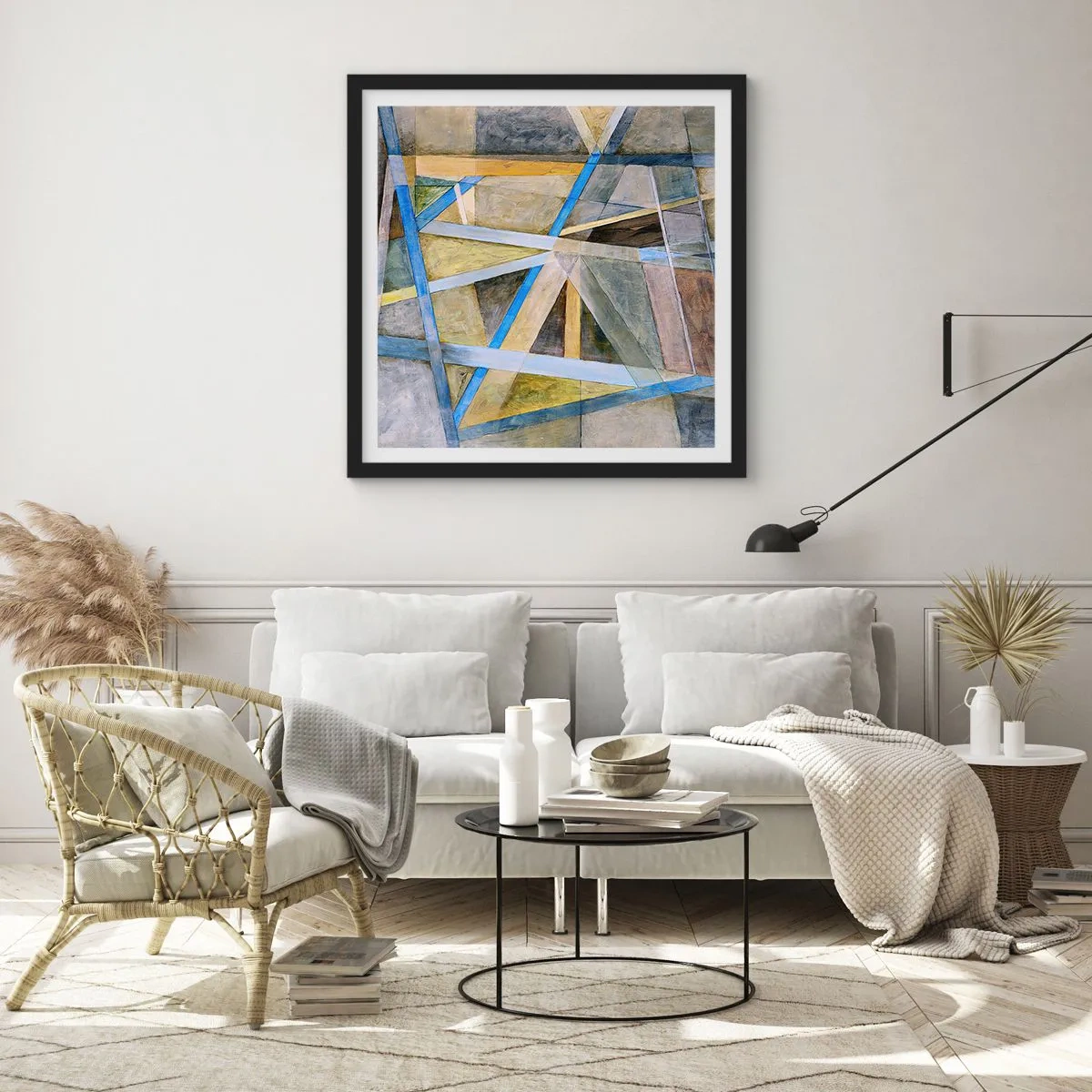 Plagát v čiernom ráme - Priamo alebo diagonálne? - 50x50 cm