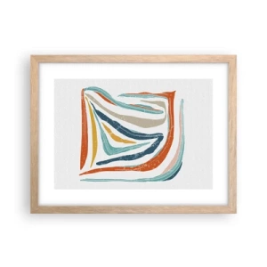 Plagát v ráme zo svetlého duba - Priateľsky usmievavá abstrakcia - 40x30 cm
