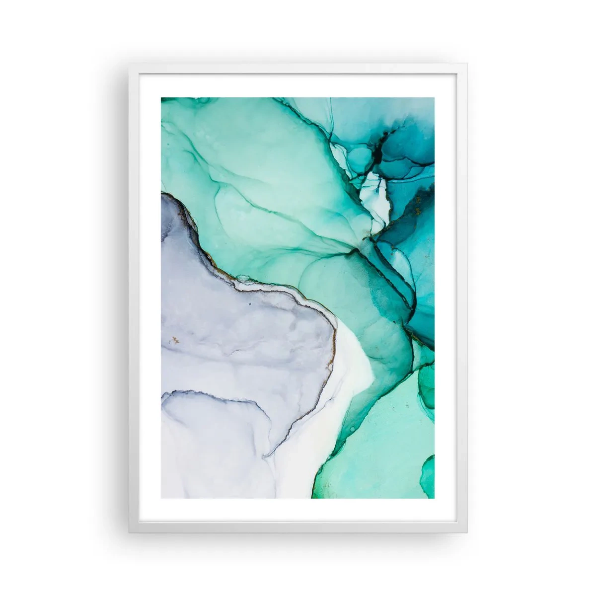 Plagát v bielom ráme - Štúdia v tyrkysovej - 50x70 cm
