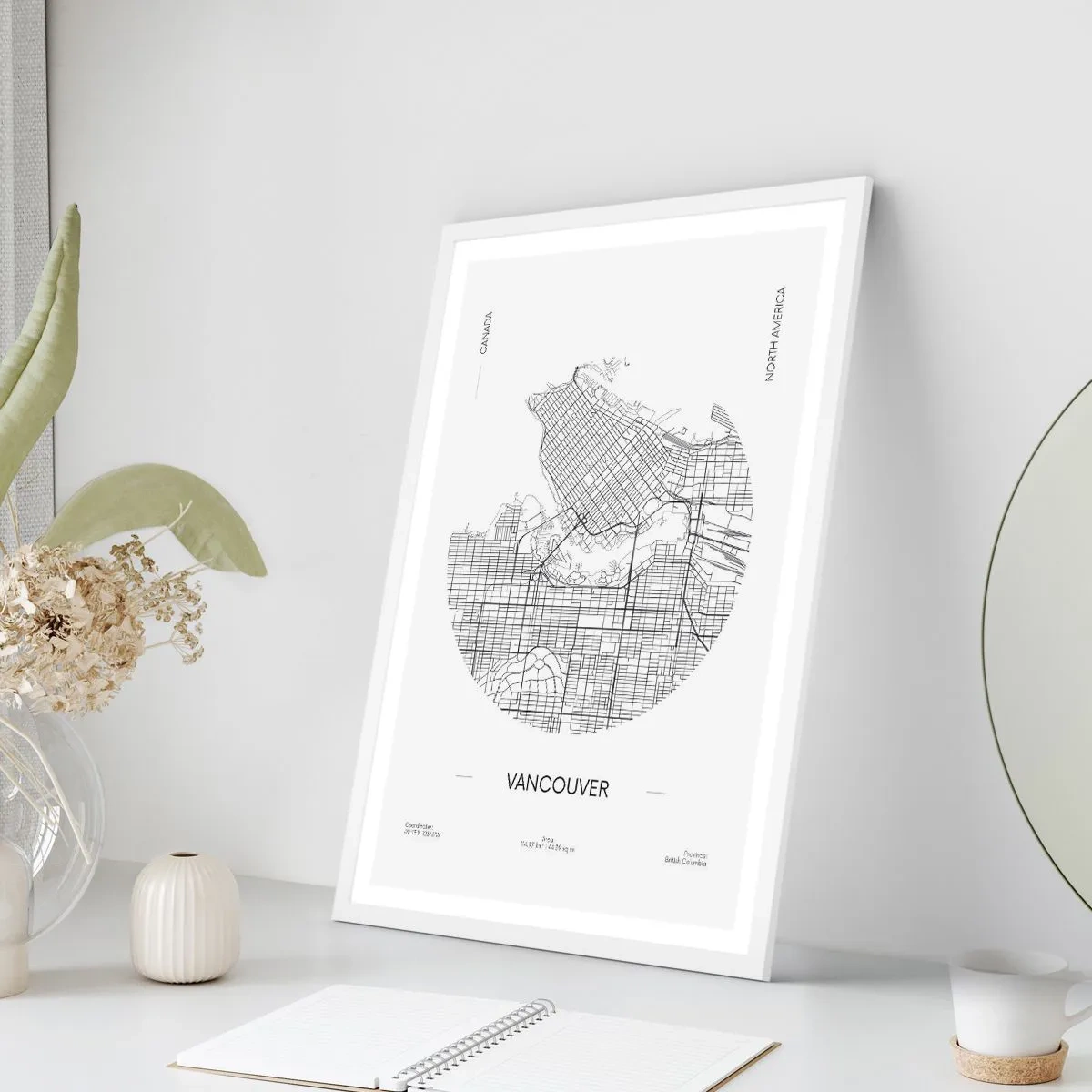 Plagát v bielom ráme - Anatómia Vancouveru - 50x70 cm