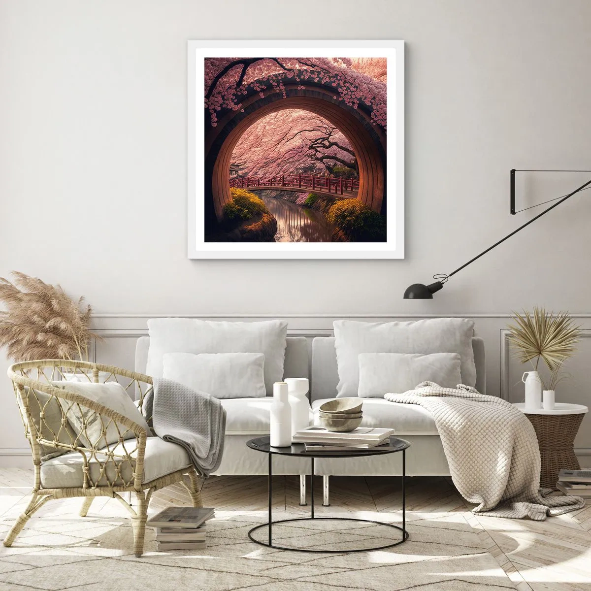 Plagát v bielom ráme - Japonská jar - 50x50 cm