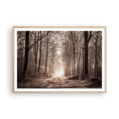 Plagát v ráme zo svetlého duba - Lesná katedrála - 100x70 cm