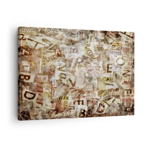 Obraz na plátne - Abstraktná kompozícia s písmenami a fragmentmi textu - 70x50cm - Táraniny - Moderná nástenná dekorácia do obývacej izby a spálne ARTTOR