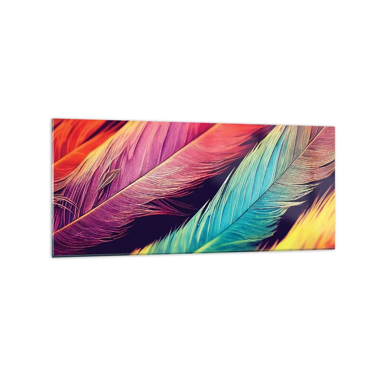 Obraz na skle - Operená dúha - 120x50 cm