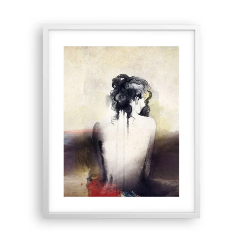 Plagát v bielom ráme - Jemné línie, oválne tvary - 40x50 cm