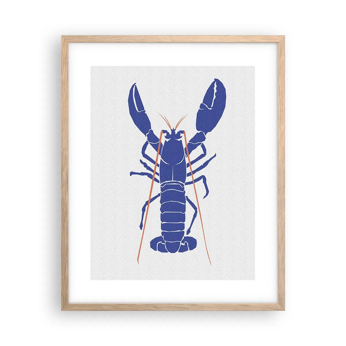 Plagát v ráme zo svetlého duba - Elegantný modrý homár - 40x50 cm
