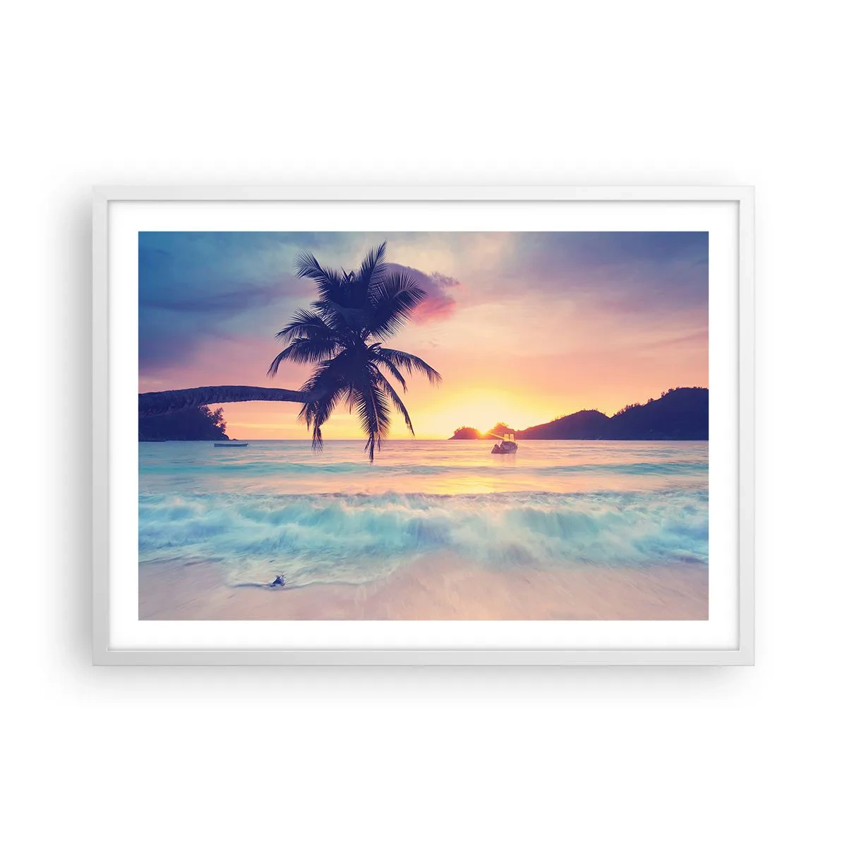 Plagát v bielom ráme - Večer v zátoke - 70x50 cm
