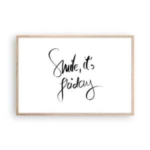 Plagát v ráme zo svetlého duba - Naozajstná radosť - 91x61 cm