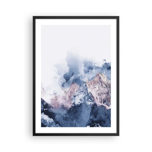 Plagát v čiernom ráme - Abstraktné hory v odtieňoch modrej - 50x70cm - To sú vrcholy! - Moderná nástenná dekorácia do obývacej izby a spálne ARTTOR