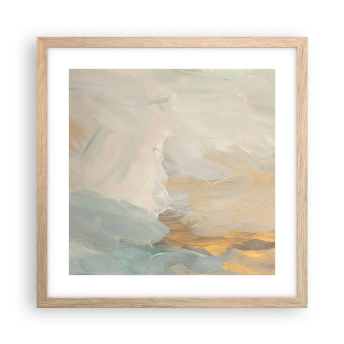 Plagát v ráme zo svetlého duba - Abstrakcia – krajina nehy - 40x40 cm