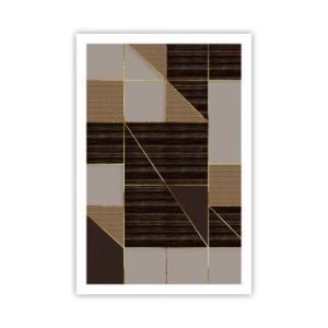 Plagát - Mozaika hnedej a zlatej - 61x91 cm