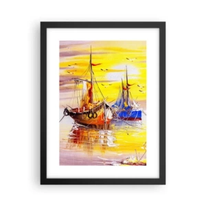 Plagát v čiernom ráme - Zaslúžený odpočinok v prístave - 30x40 cm