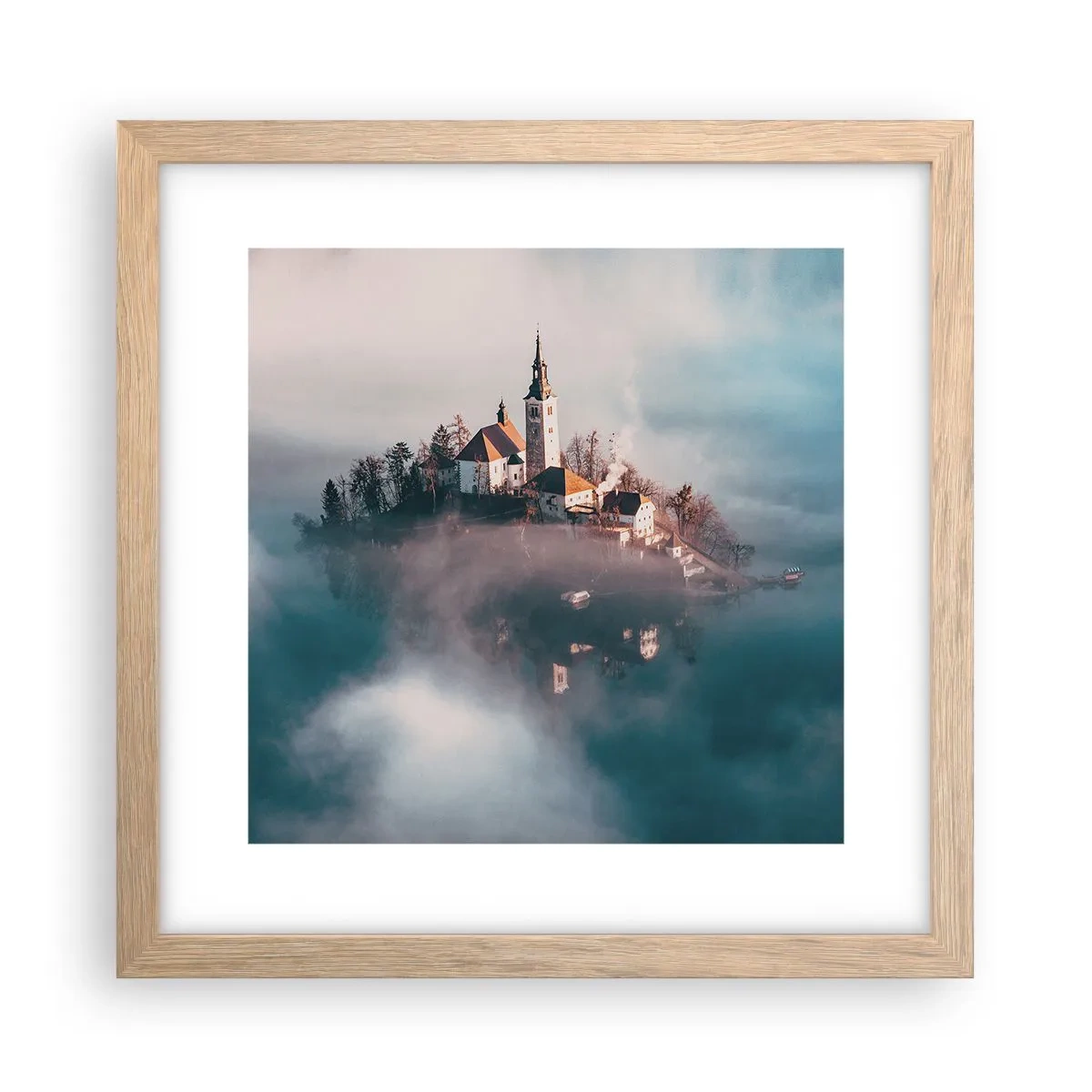 Plagát v ráme zo svetlého duba - Ostrov snov - 30x30 cm