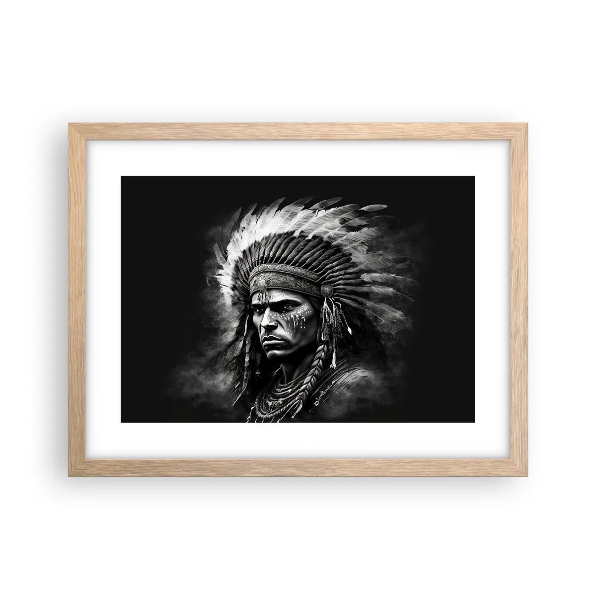 Plagát v ráme zo svetlého duba - Vodca a bojovník - 40x30 cm