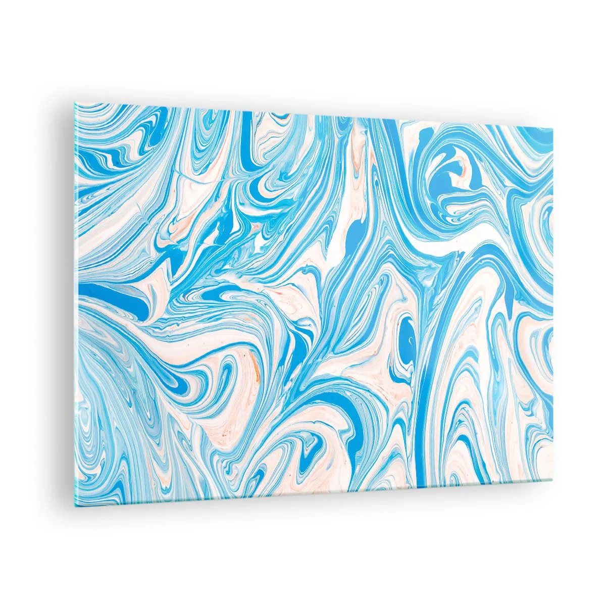 Obraz na skle - Abstraktný vzor v tyrkysových a béžových odtieňoch - 70x50cm - Lagúna v tyrkyse - Moderná nástenná dekorácia do obývacej izby a spálne ARTTOR