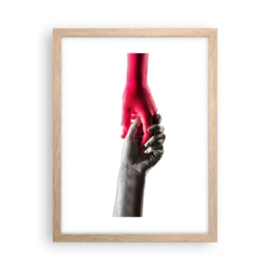 Plagát v ráme zo svetlého duba - Spolu aj keď sme odlišní - 30x40 cm